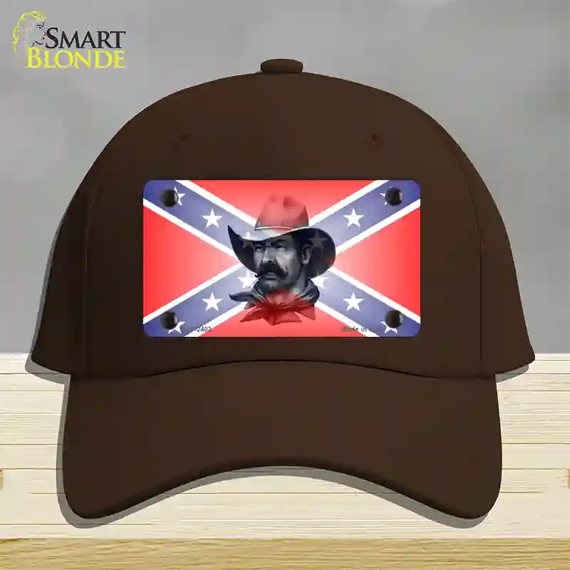 Confederate Flag Cowboy Novelty License Plate Hat Cotton / Dark Brown