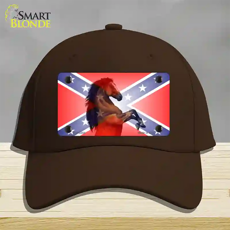 Confederate Flag Stallion Horse Novelty License Plate Hat Cotton / Dark Brown