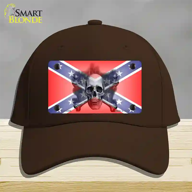 Confederate Flag Skull Novelty License Plate Hat Cotton / Dark Brown