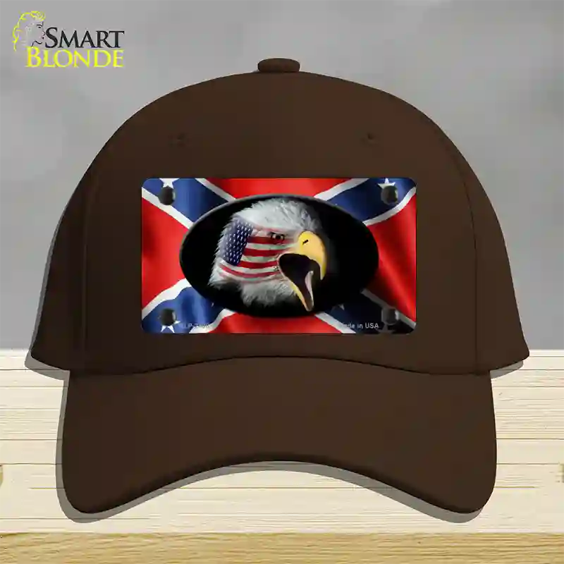 Rebel Flag American Eagle Novelty License Plate Hat Cotton / Dark Brown