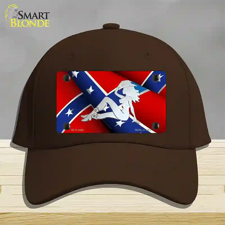 Rebel Flag Mudflap Cowgirl Novelty License Plate Hat Cotton / Dark Brown