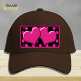 Hot Pink Black Polka Dot Hot Pink Center Hearts Novelty License Plate Hat Cotton / Dark Brown