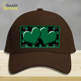 Green Black Polka Dot Green Center Hearts Novelty License Plate Hat Cotton / Dark Brown