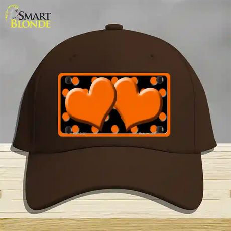 Orange Black Polka Dot Orange Center Hearts Novelty License Plate Hat Cotton / Dark Brown