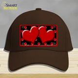 Red Black Polka Dot Red Center Hearts Novelty License Plate Hat Cotton / Dark Brown