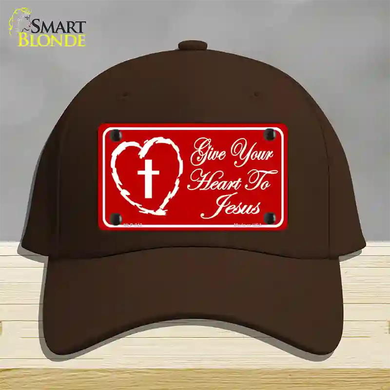 Give Your Heart To Jesus Novelty License Plate Hat Cotton / Dark Brown