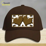 Brown White Polka Dot Brown Centered Hearts Novelty License Plate Hat Cotton / Dark Brown