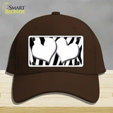 White Black Zebra Red Centered Hearts Novelty License Plate Hat Cotton / Dark Brown