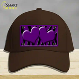 Purple Black Zebra Purple Centered Hearts Novelty License Plate Hat Cotton / Dark Brown