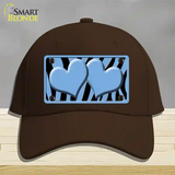 Light Blue Black Zebra Light Blue Centered Hearts Novelty License Plate Hat Cotton / Dark Brown