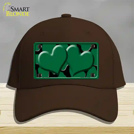 Green Black Giraffe Green Centered Hearts Novelty License Plate Hat Cotton / Dark Brown