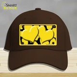 Yellow Black Giraffe Yellow Centered Hearts Novelty License Plate Hat Cotton / Dark Brown