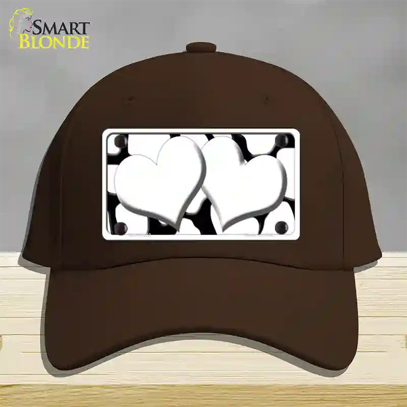 White Black Giraffe White Centered Hearts Novelty License Plate Hat Cotton / Dark Brown