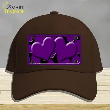 Purple Black Giraffe Purple Centered Hearts Novelty License Plate Hat Cotton / Dark Brown