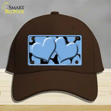 Light Blue Black Giraffe Light Blue Centered Hearts Novelty License Plate Hat Cotton / Dark Brown