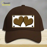 Solid Brown Centered Hearts White Novelty License Plate Hat Cotton / Dark Brown