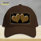 Solid Brown Centered Hearts Black Novelty License Plate Hat Cotton / Dark Brown