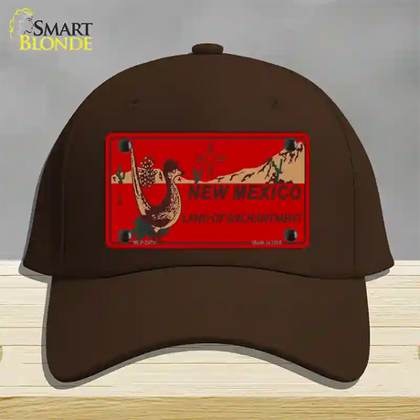 Roadrunner Red New Mexico Novelty License Plate Hat Cotton / Dark Brown