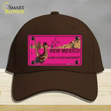 Roadrunner Pink New Mexico Novelty License Plate Hat Cotton / Dark Brown