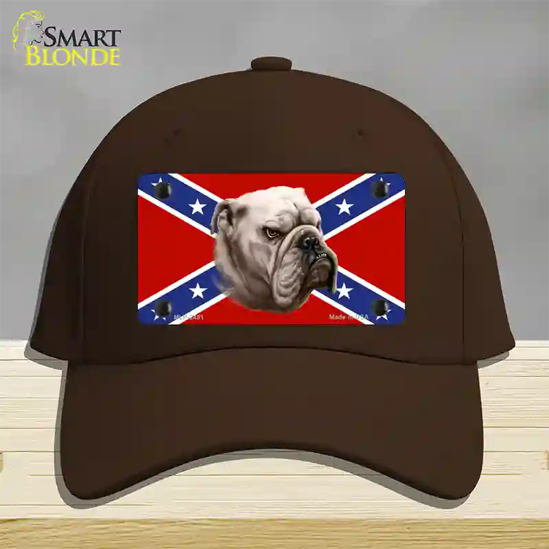 Confederate Flag Bulldog Novelty License Plate Hat Cotton / Dark Brown