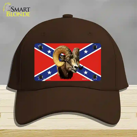 Confederate Flag Ram Novelty License Plate Hat Cotton / Dark Brown