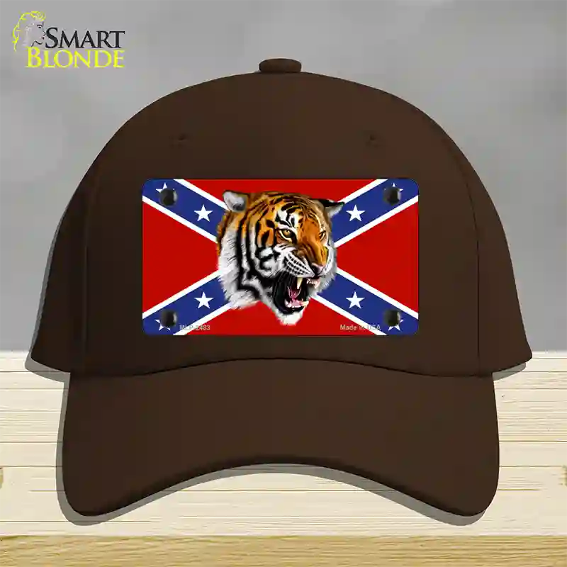 Confederate Flag Tiger Novelty License Plate Hat Cotton / Dark Brown