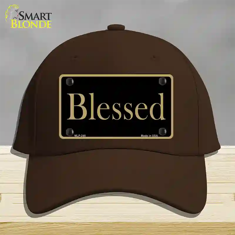 Blessed Gold Novelty License Plate Hat Cotton / Dark Brown