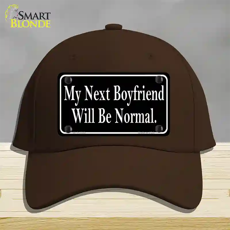 My Next Boyfriend Novelty License Plate Hat Cotton / Dark Brown