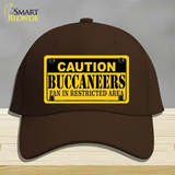 Caution Buccaneers Novelty License Plate Hat Cotton / Dark Brown