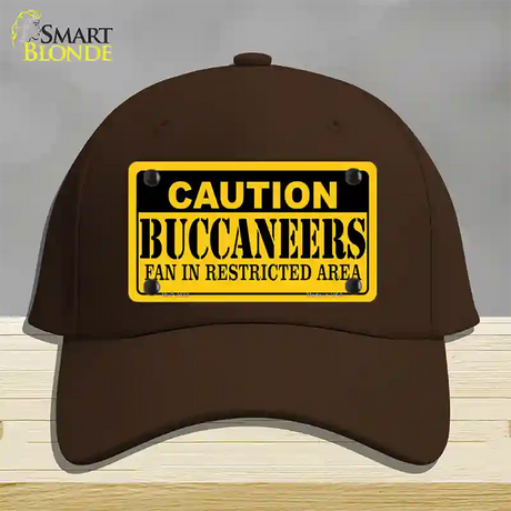 Caution Buccaneers Novelty License Plate Hat Cotton / Dark Brown