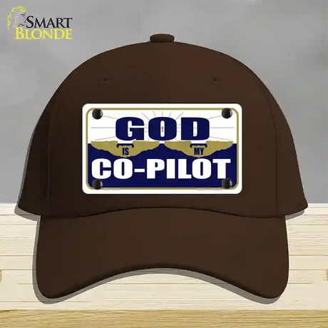 God Is My Co-Pilot Novelty License Plate Hat Cotton / Dark Brown