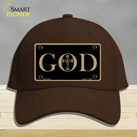 God Novelty License Plate Hat Cotton / Dark Brown