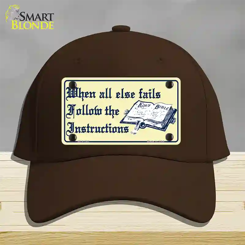 Follow Instructions Novelty License Plate Hat Cotton / Dark Brown