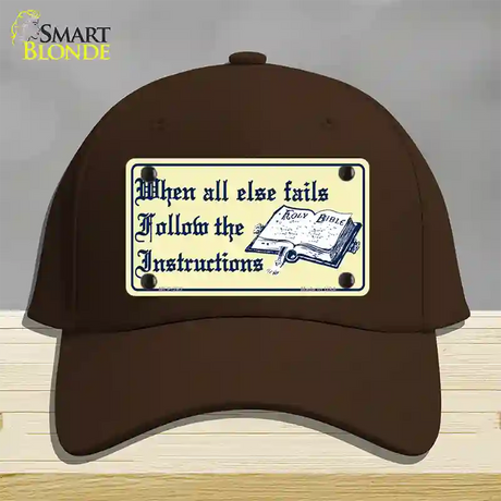 Follow Instructions Novelty License Plate Hat Cotton / Dark Brown