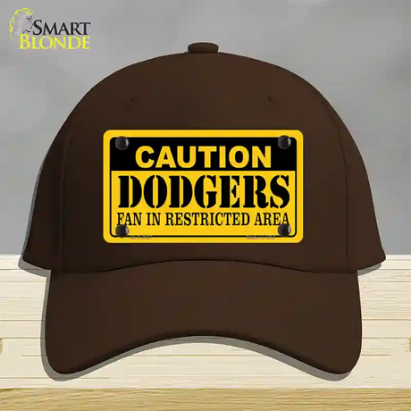 Caution Dodgers Fan Novelty License Plate Hat Cotton / Dark Brown