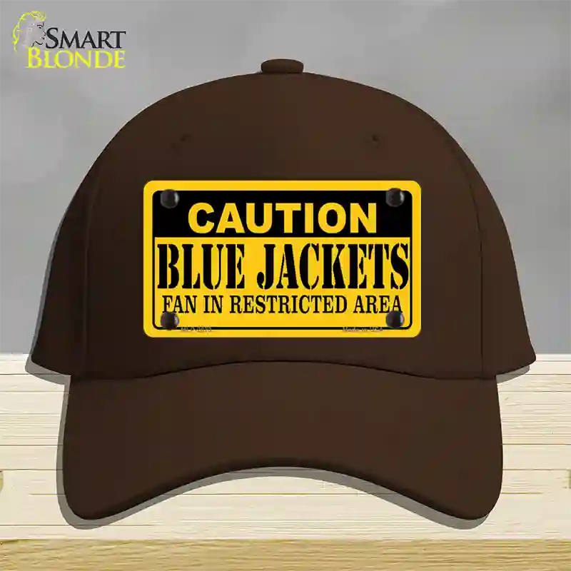 Caution Blue Jackets Novelty License Plate Hat Cotton / Dark Brown