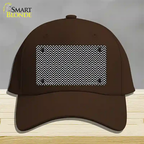 Black White Chevron Novelty License Plate Hat Cotton / Dark Brown