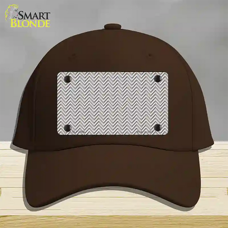 Grey White Chevron Novelty License Plate Hat Cotton / Dark Brown