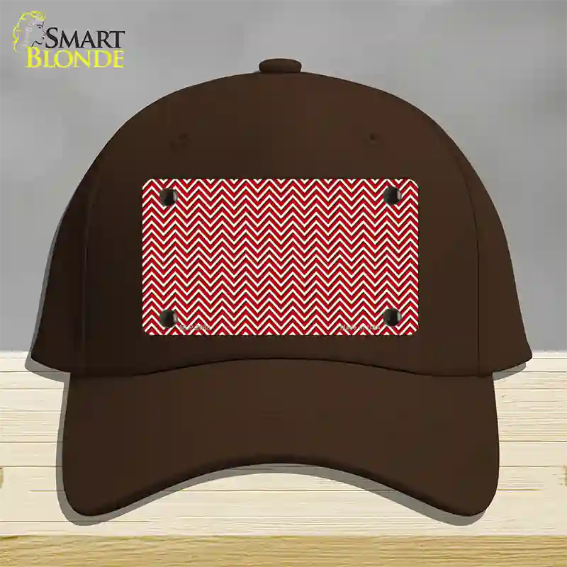 Red White Chevron Novelty License Plate Hat Cotton / Dark Brown