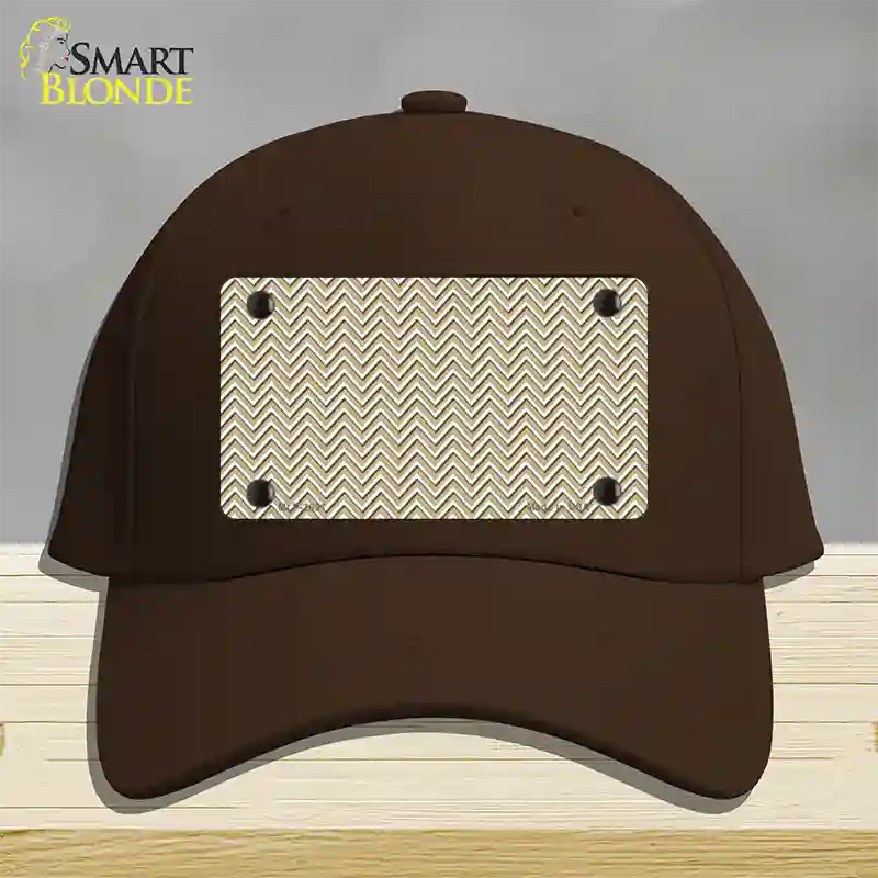 Gold White Chevron Novelty License Plate Hat Cotton / Dark Brown