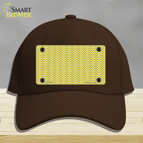 Yellow White Chevron Novelty License Plate Hat Cotton / Dark Brown