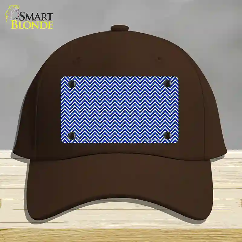 Blue White Chevron Novelty License Plate Hat Cotton / Dark Brown