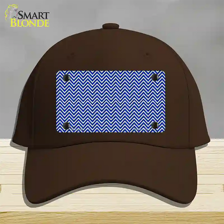 Blue White Chevron Novelty License Plate Hat Cotton / Dark Brown