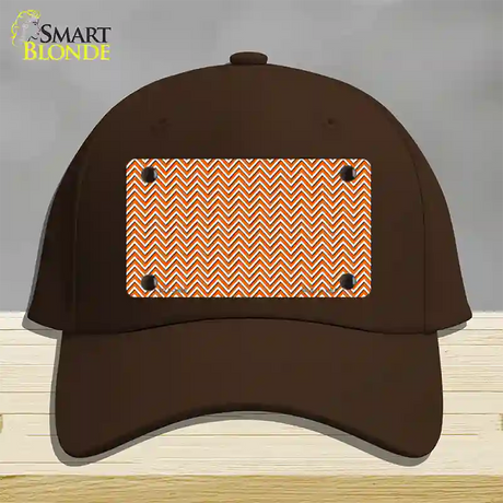 Orange White Chevron Novelty License Plate Hat Cotton / Dark Brown