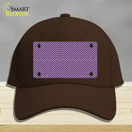 Purple White Chevron Novelty License Plate Hat Cotton / Dark Brown