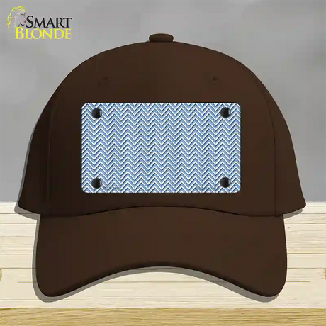 Light Blue White Chevron Novelty License Plate Hat Cotton / Dark Brown