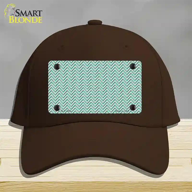 Mint White Chevron Novelty License Plate Hat Cotton / Dark Brown