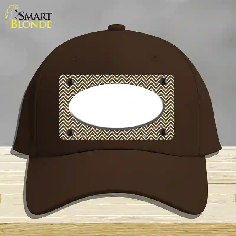 Brown White Chevon White Center Oval Novelty License Plate Hat Cotton / Dark Brown