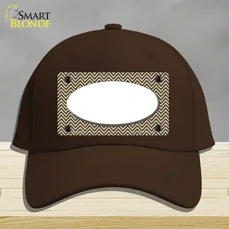 Brown White Chevon White Center Oval Novelty License Plate Hat Cotton / Dark Brown