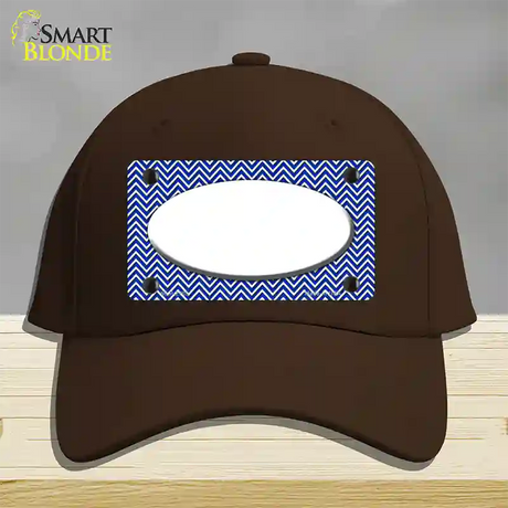 Blue White Chevon White Center Oval Novelty License Plate Hat Cotton / Dark Brown